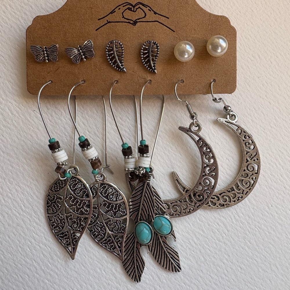 Silver and Turquoise Earring Set